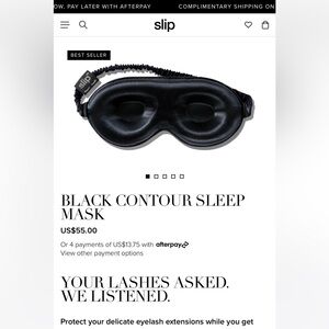 NWT SLIP black Contour sleep mask